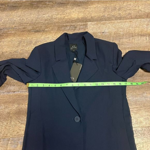 Armani Exchange Blazer Women's 0 Navy Blue Polyester One Button Mesh Sides NWT - Picture 3 of 10